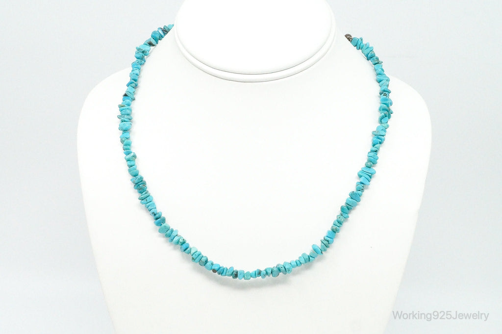 Vintage Native American Shop QT Turquoise Sterling Silver Bead Necklace | Jewelry > Necklaces > Pendants | Wiccan Center