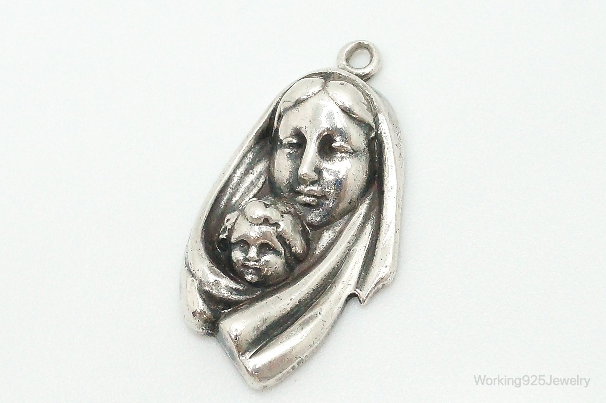 Vintage Mother Mary Baby Jesus Sterling Silver Pendant | Jewelry > Necklaces > Pendants | Wiccan Center