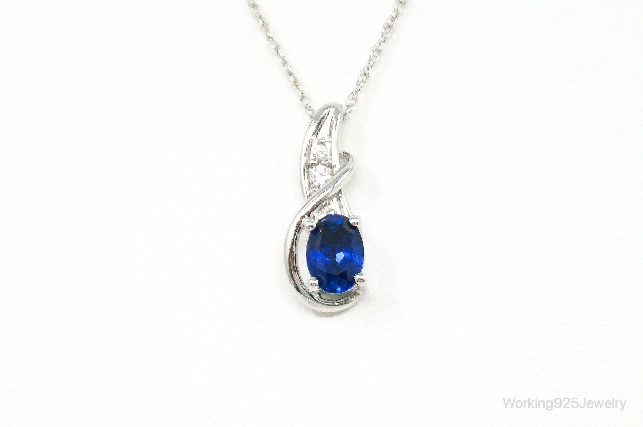 Designer SUN Lab Sapphire Cubic Zirconia Sterling Silver Necklace | Jewelry > Necklaces > Pendants | Wiccan Center