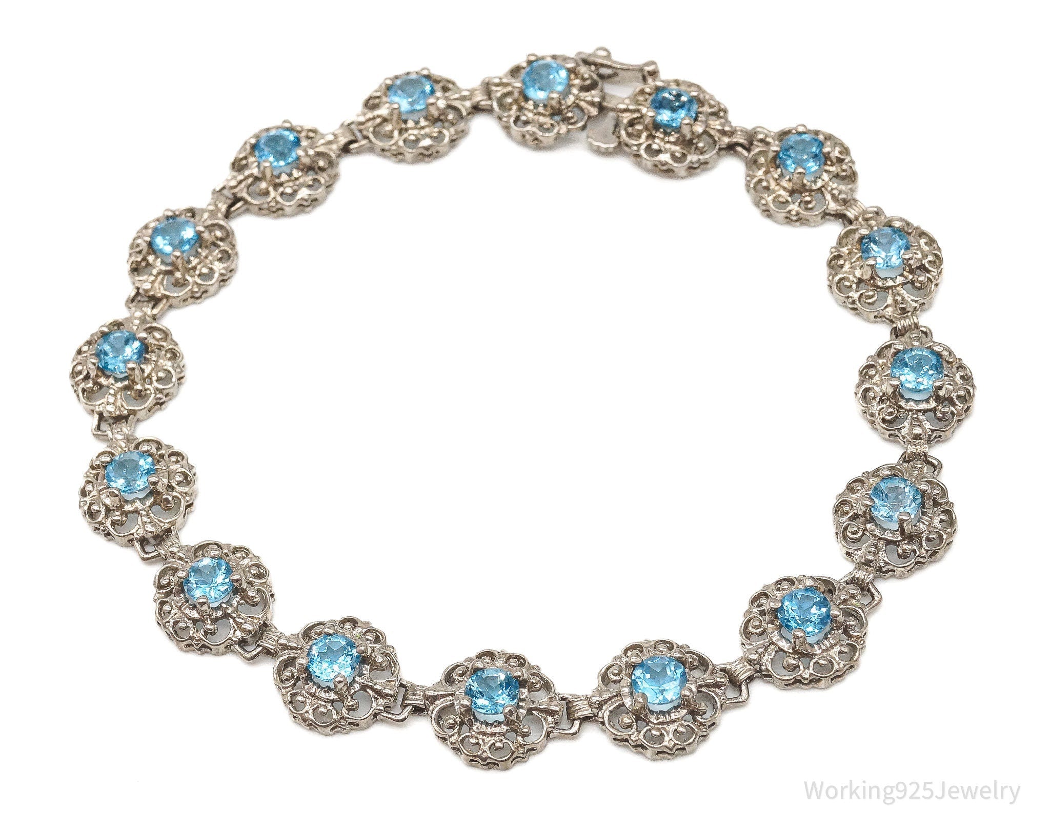 Vintage Blue Topaz Sterling Silver Bracelet | Jewelry > Bracelets | Wiccan Center