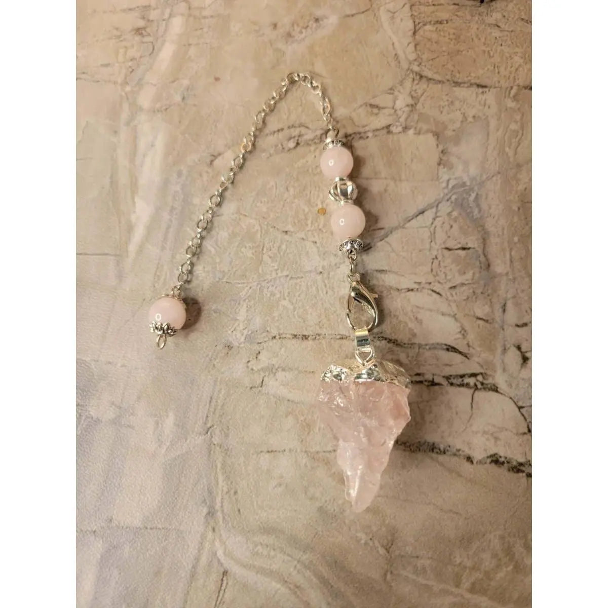 Natural Raw Rose Quartz, Amethyst Quartz Dowsing Pendulum | | Wiccan Center