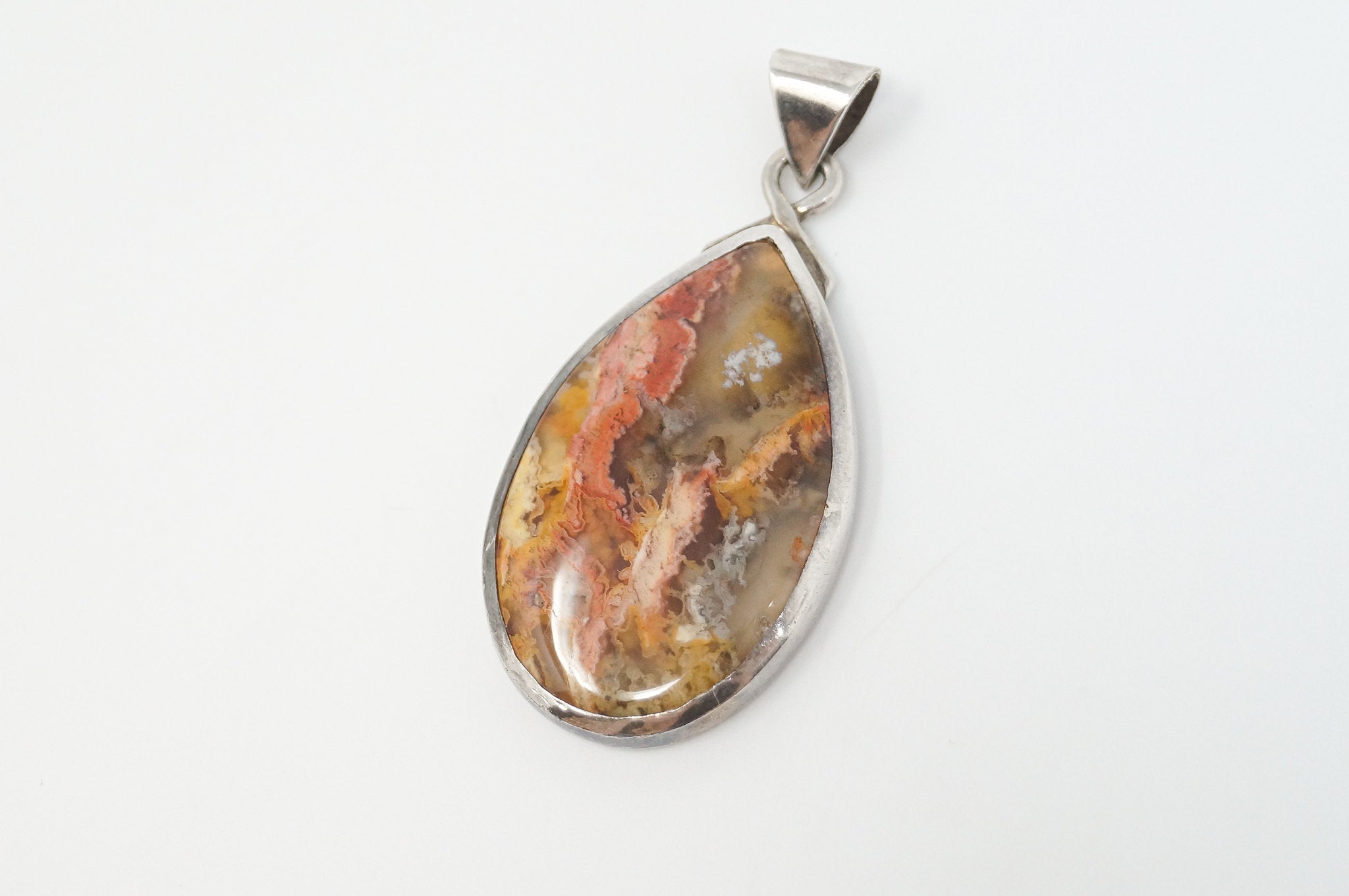 Vintage Plume Agate Sterling Silver Necklace Pendant | Jewelry > Necklaces > Pendants | Wiccan Center