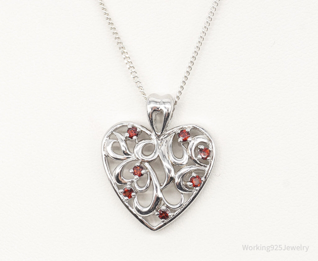 Vintage Garnet Heart Sterling Silver Necklace | Jewelry > Necklaces > Pendants | Wiccan Center
