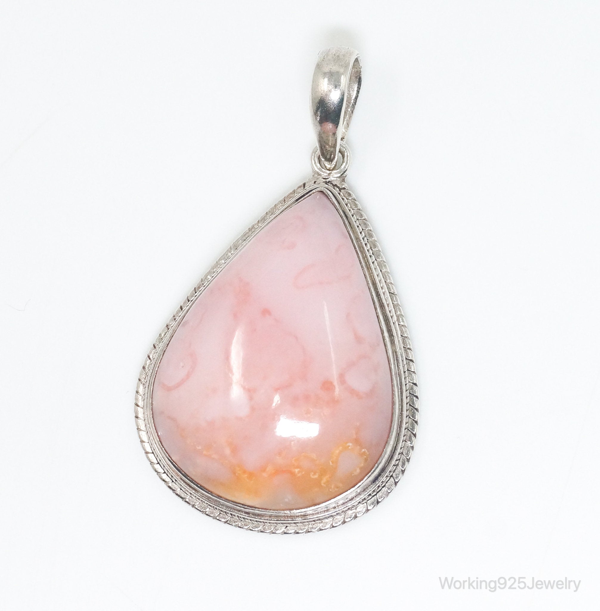 Vintage Large Pink Agate Sterling Silver Southwestern Necklace Pendant | Jewelry > Necklaces > Pendants | Wiccan Center