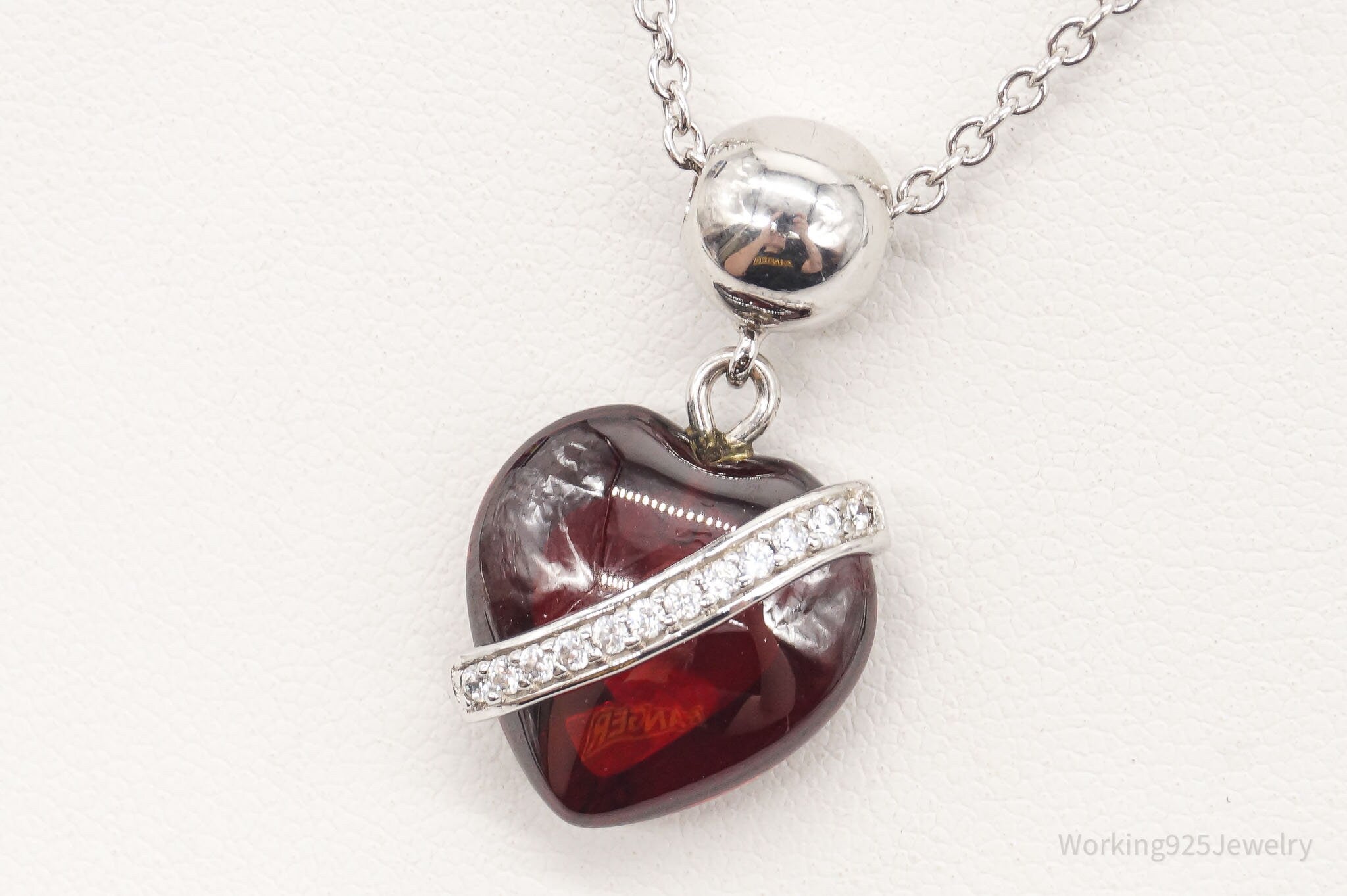 Vintage Designer RP Cubic Zirconia Glass Heart Sterling Silver Necklace | Jewelry > Necklaces > Pendants | Wiccan Center