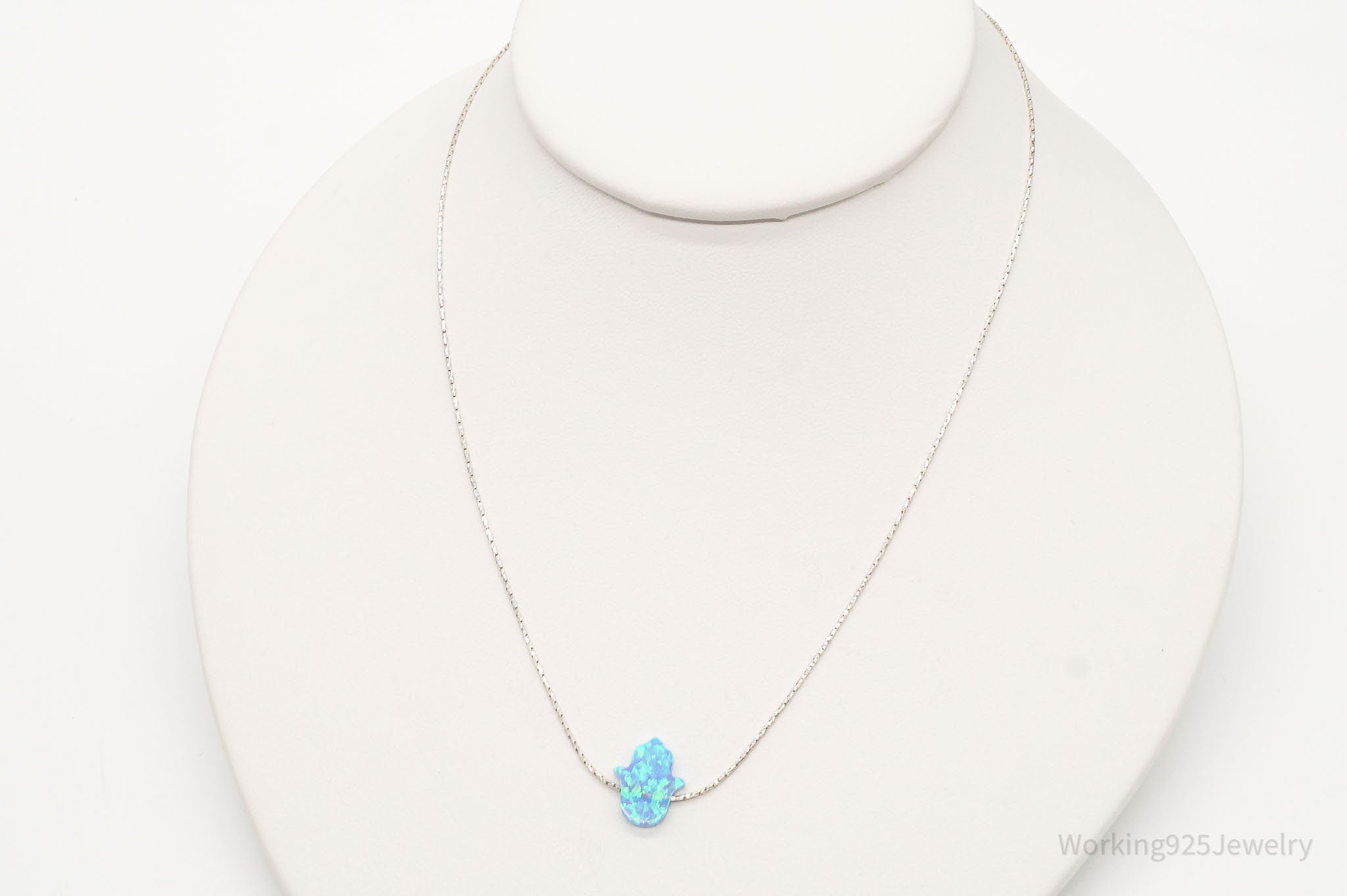 Vintage Blue Opal Hamsa Hand Sterling Silver Necklace | Jewelry > Necklaces > Pendants | Wiccan Center