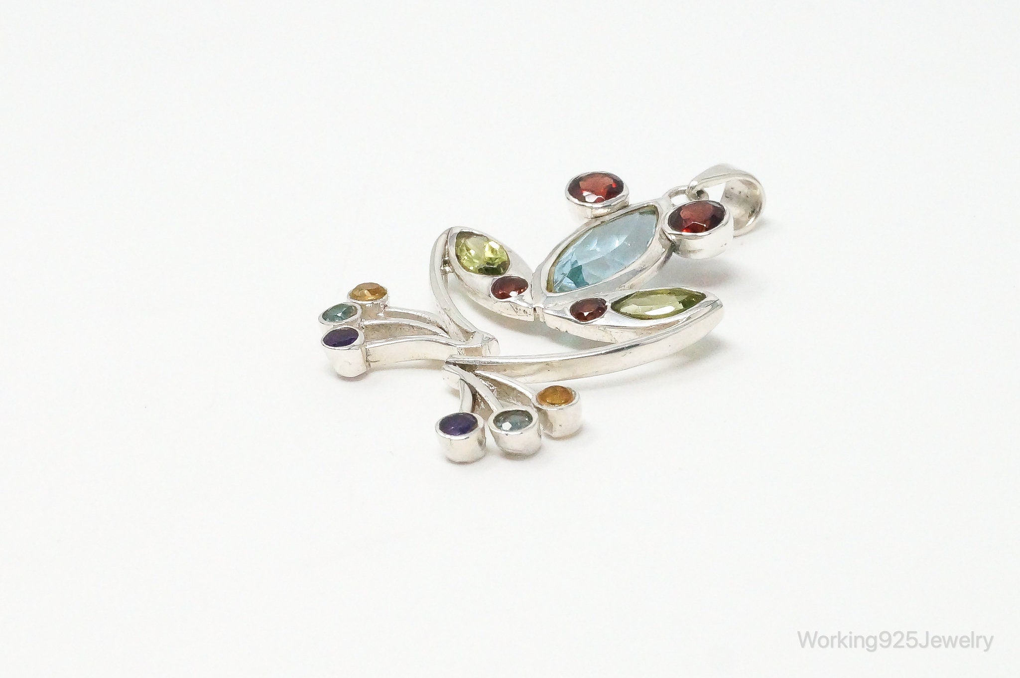Vintage Multi Gem Tree Frog Sterling Silver Necklace Pendant | Jewelry > Necklaces > Pendants | Wiccan Center