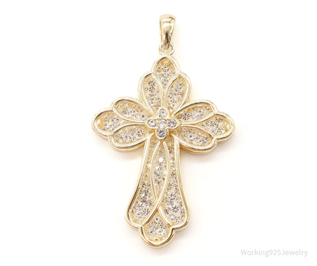 Large Designer JCM Swarovski Crystal Gold Vermeil Cross Sterling Silver Pendant | Jewelry > Necklaces > Pendants | Wiccan Center