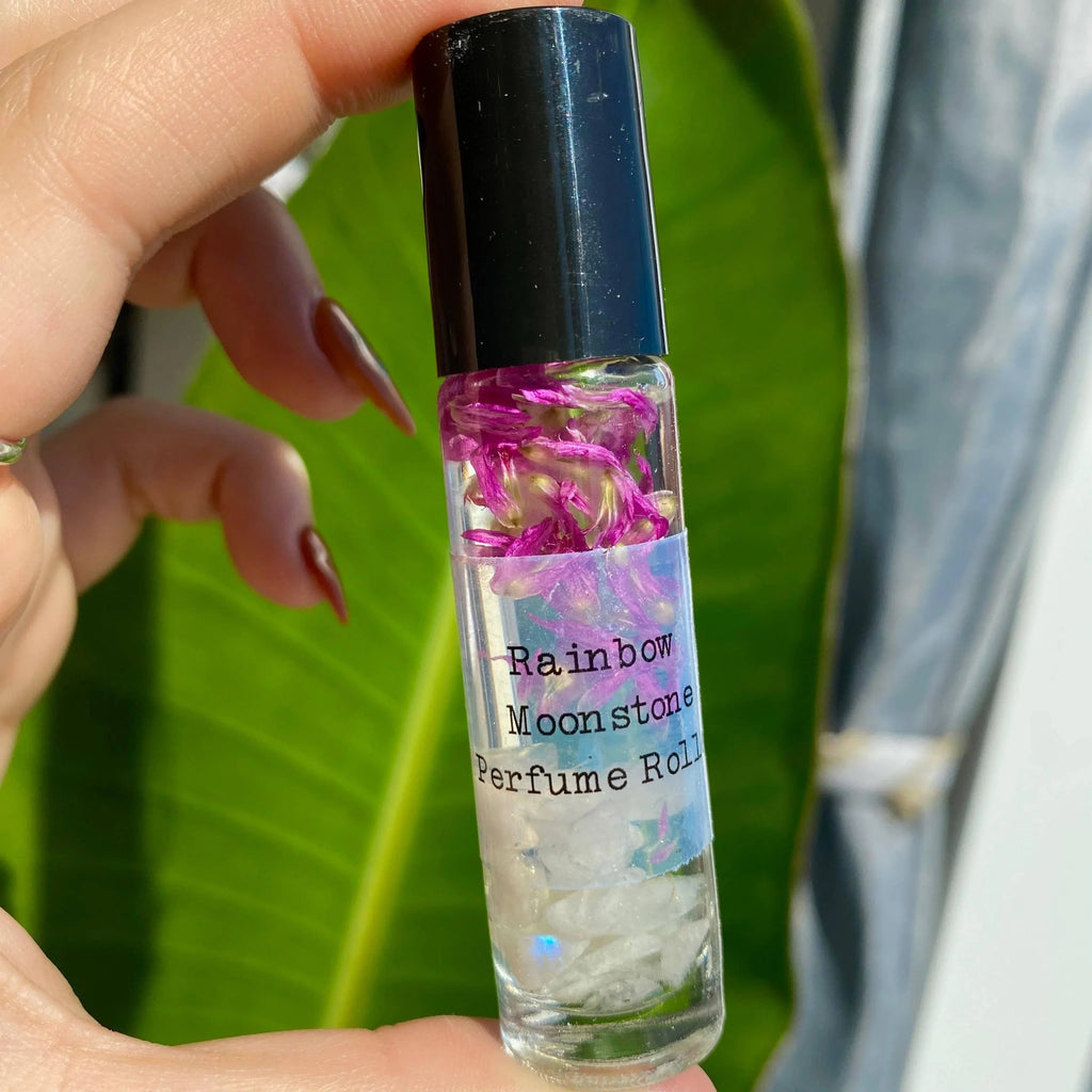 Rainbow Moonstone Crystal Infused Perfume Roller