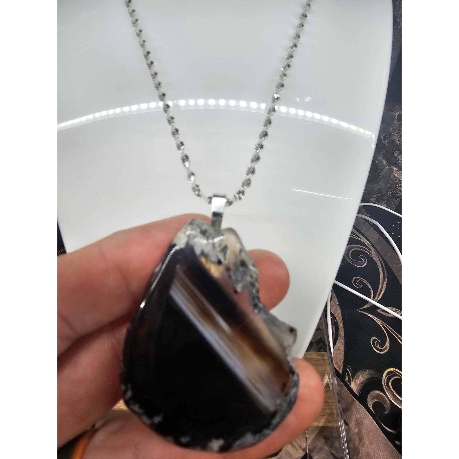 Brown agate Pendant Necklace