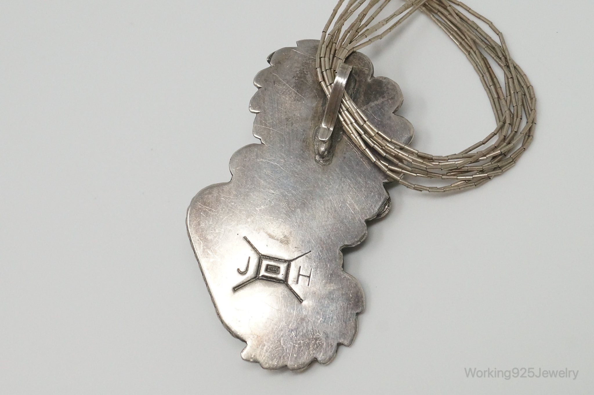 VTG Handmade Native American JH Large Turquoise Sterling Silver Necklace | Jewelry > Necklaces > Pendants | Wiccan Center