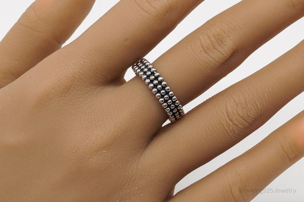 Vintage Triple Beaded Row Style Sterling Silver Band Ring - Size 9 | Jewelry > Rings | Wiccan Center