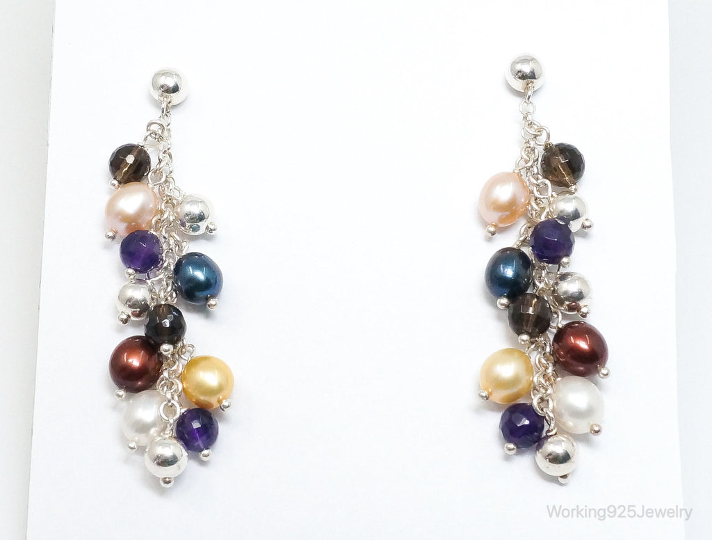 Vintage Italian Designer Multi Gem Sterling Silver Earrings | Jewelry > Earrings | Wiccan Center