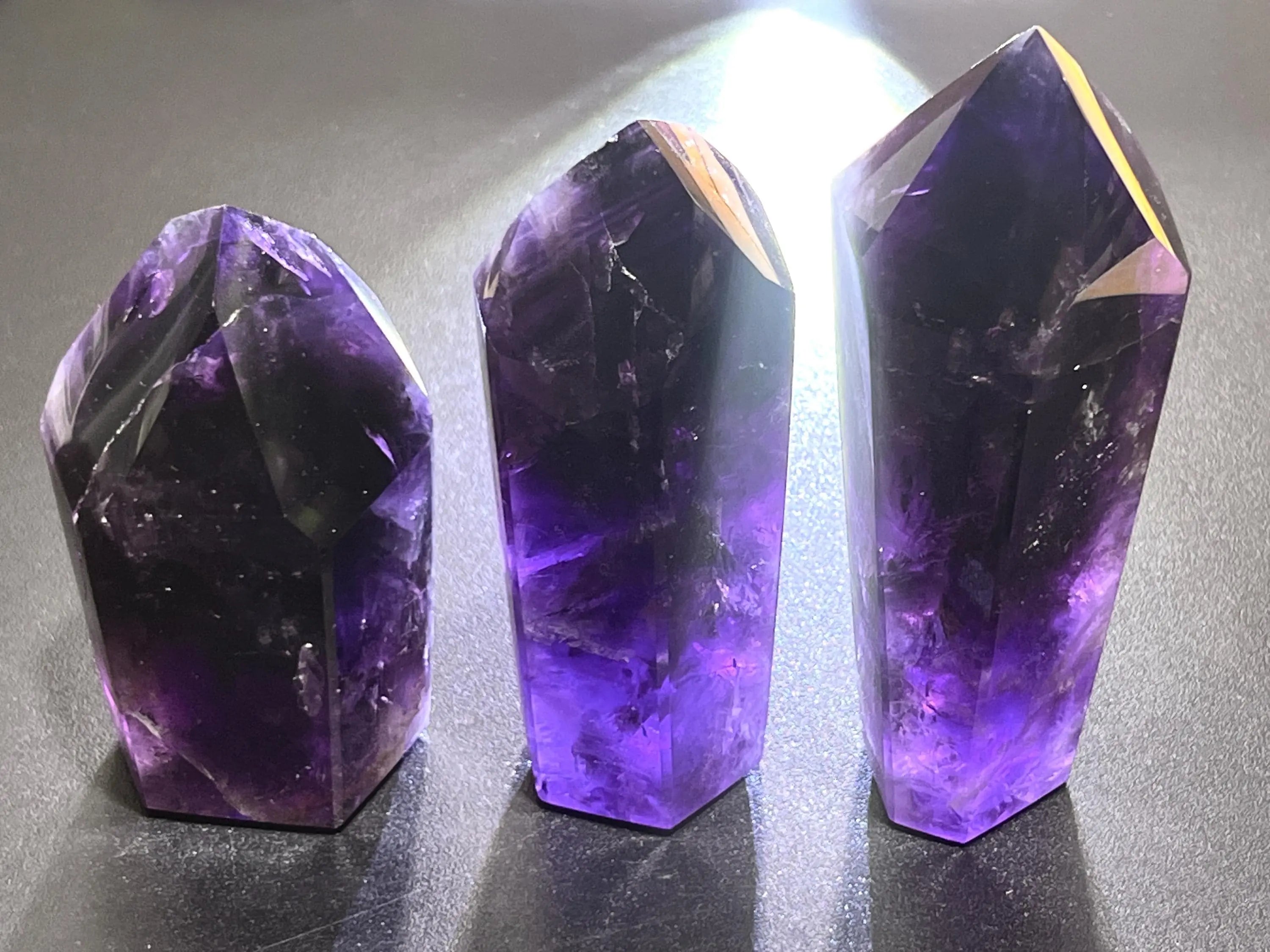Large Dark Amethyst Crystal Faceted Standing Tower Carving | Home & Living > Home Decor > Home Accents > Rocks & Geodes | Wiccan Center
