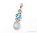 Large Vintage Blue Topaz Amethyst Moonstone Sterling Silver Pendant | Jewelry > Necklaces > Pendants | Wiccan Center