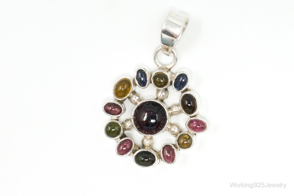 Large Designer SJ Multi Gem Sterling Silver Necklace Pendant | Jewelry > Necklaces > Pendants | Wiccan Center