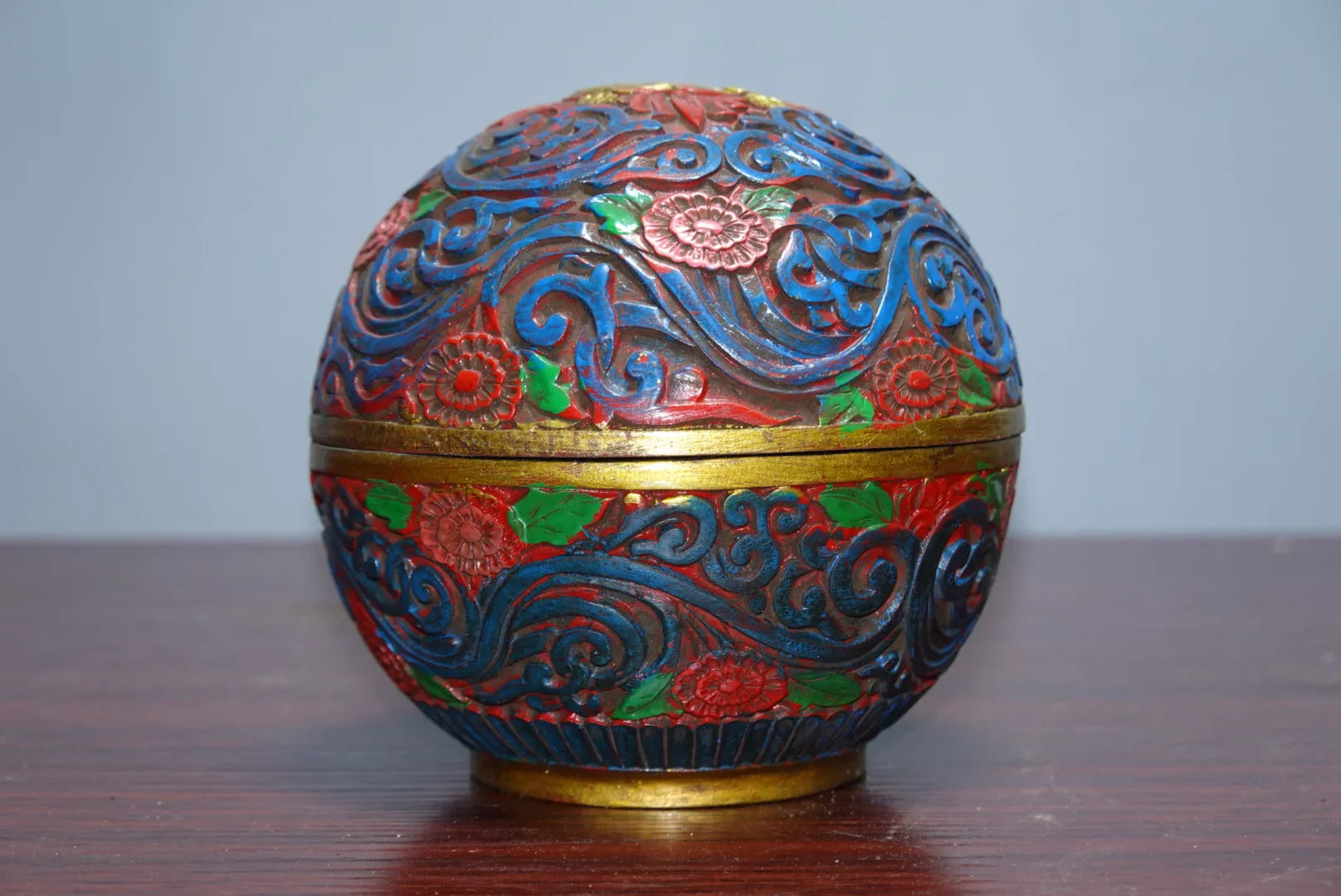 Exquisite Carved Red Lacquer Jewelry Box – Chinese Rouge Box (9.5cm)