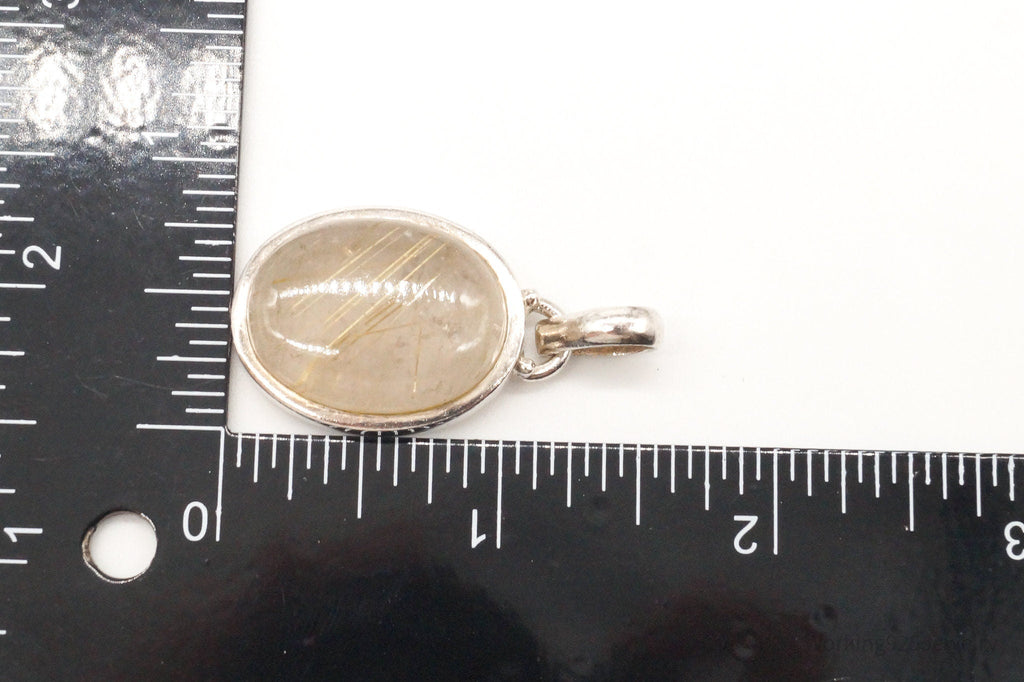Vintage Designer SJ Rutilated Quartz Sterling Silver Pendant | Jewelry > Necklaces > Pendants | Wiccan Center