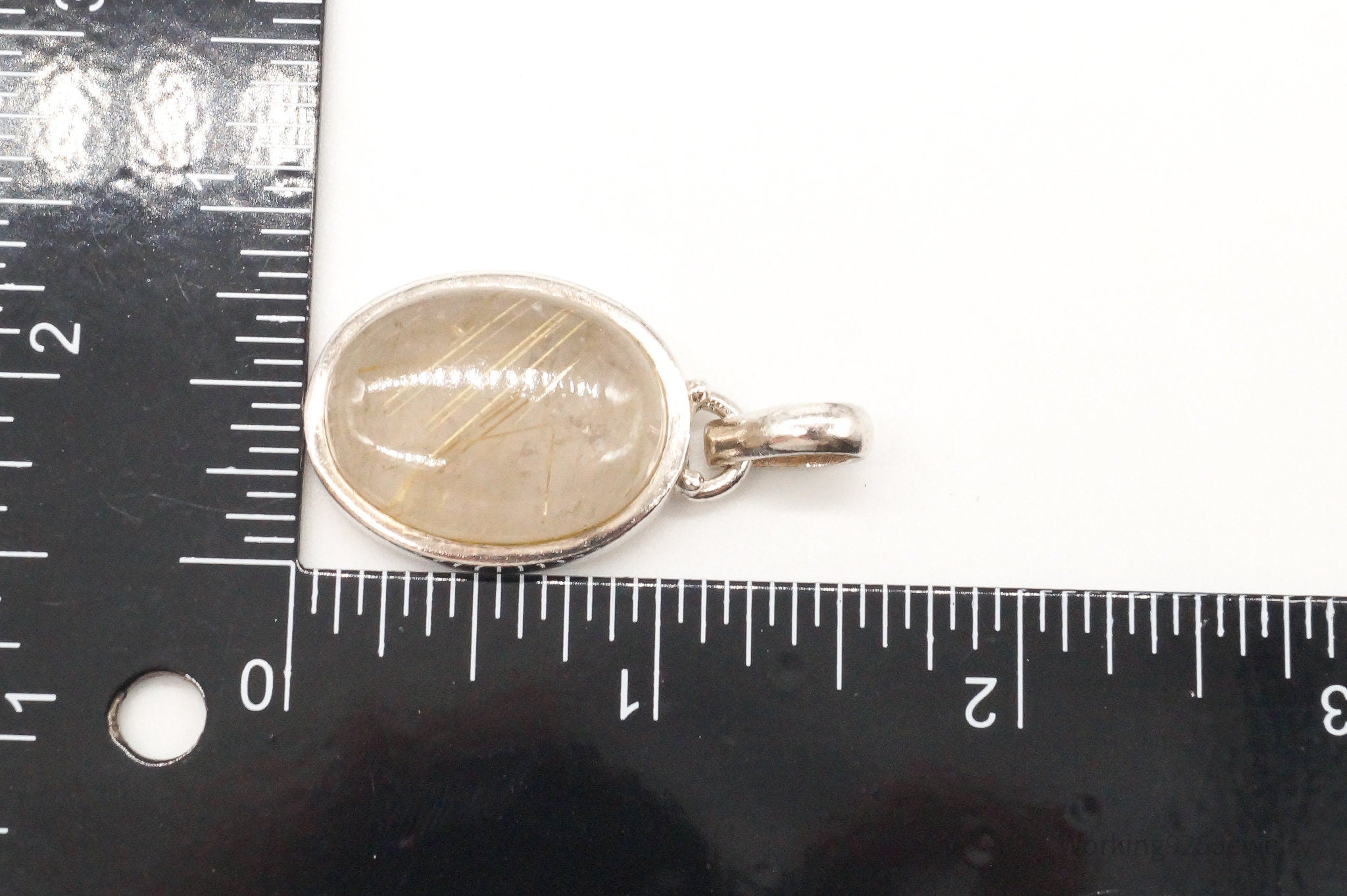 Vintage Designer SJ Rutilated Quartz Sterling Silver Pendant | Jewelry > Necklaces > Pendants | Wiccan Center