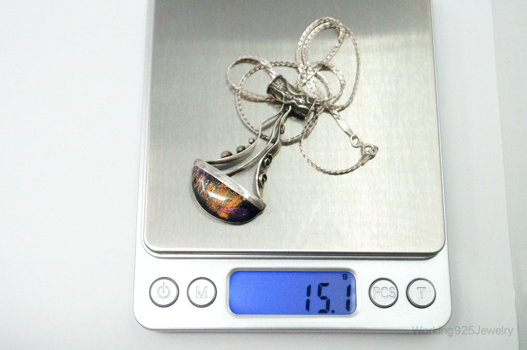 RARE Design Nancy E Foster Modernist Glass Sterling Silver Chain Necklace | Jewelry > Necklaces > Pendants | Wiccan Center