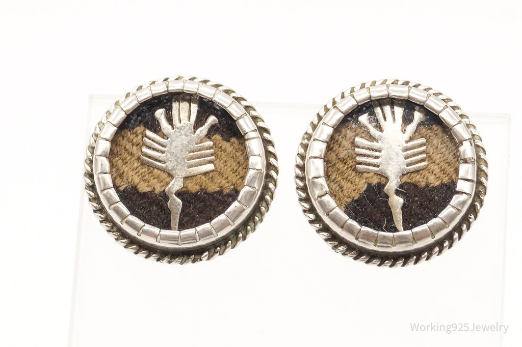 Vintage Mexican Blanket Woven Sterling Silver Earrings | Jewelry > Earrings | Wiccan Center