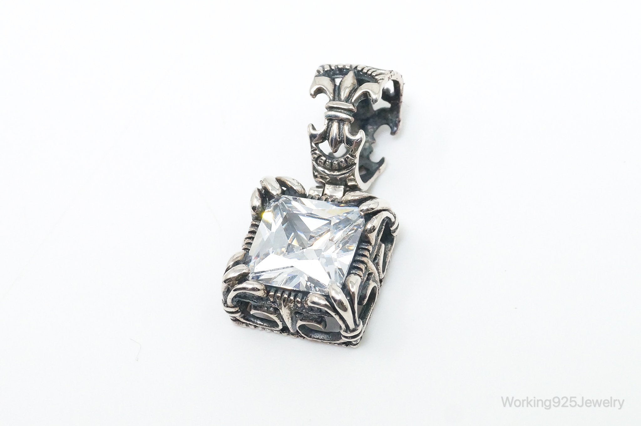 Vintage Designer Silpada "Uptown" CZ Sterling Silver Scroll Necklace Pendant | Jewelry > Necklaces > Pendants | Wiccan Center