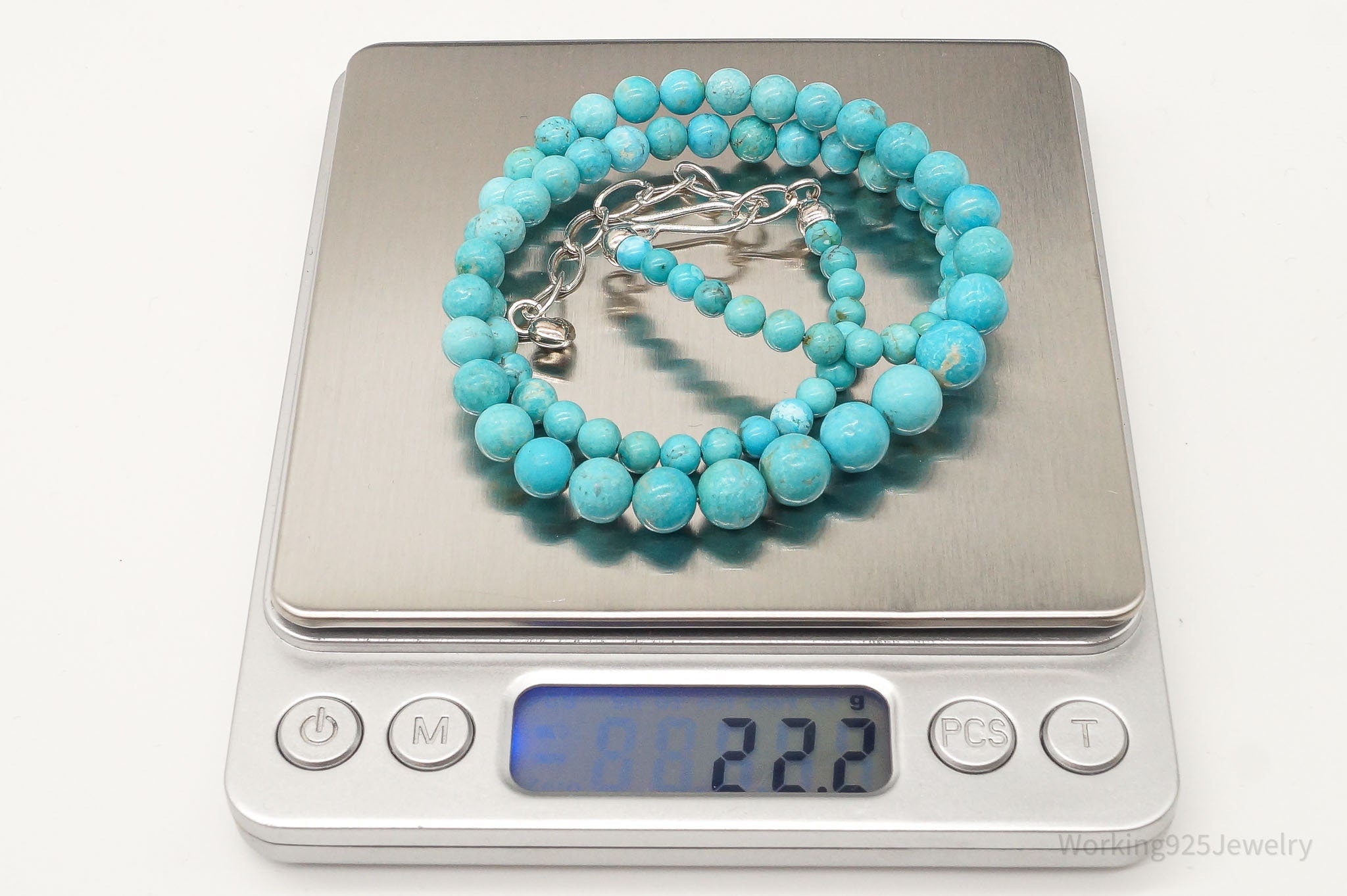 VTG Southwestern Desert Rose Trading Turquoise Bead Sterling Silver Necklace | Jewelry > Necklaces | Wiccan Center