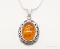 Vintage Large Amber Sterling Silver Adjustable Chain Necklace | Jewelry > Necklaces > Pendants | Wiccan Center