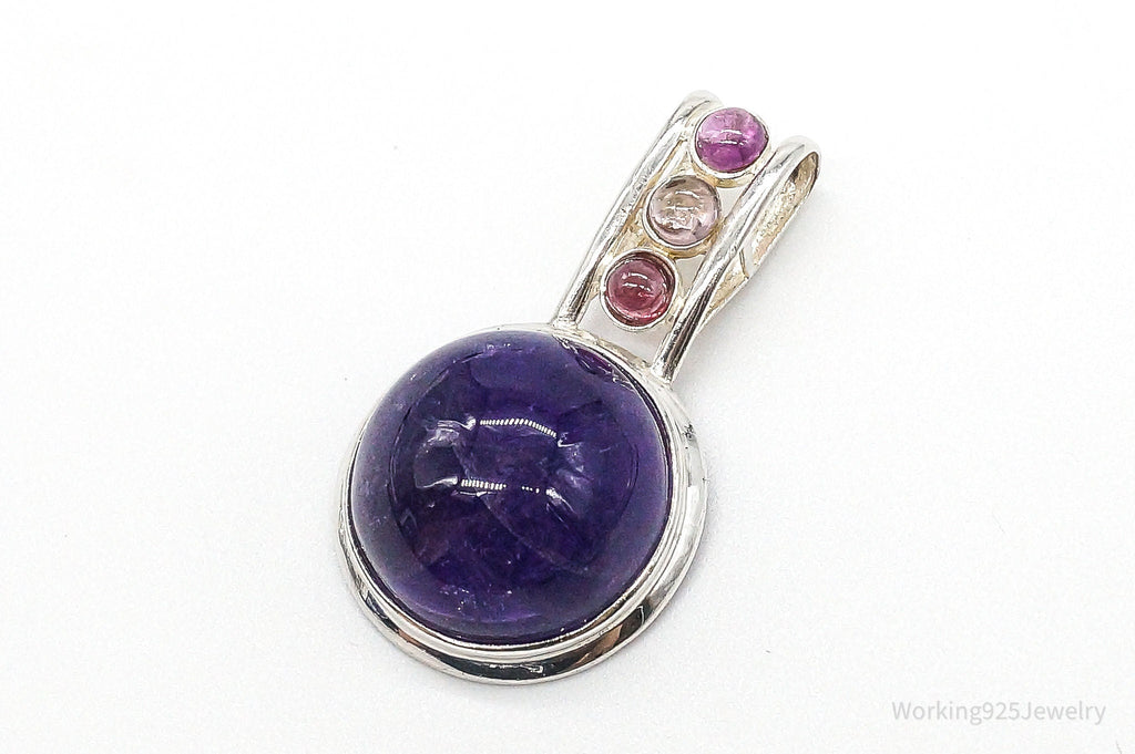 Vintage Large Purple Amethyst Multi Gem Sterling Silver Pendant | Jewelry > Necklaces > Pendants | Wiccan Center