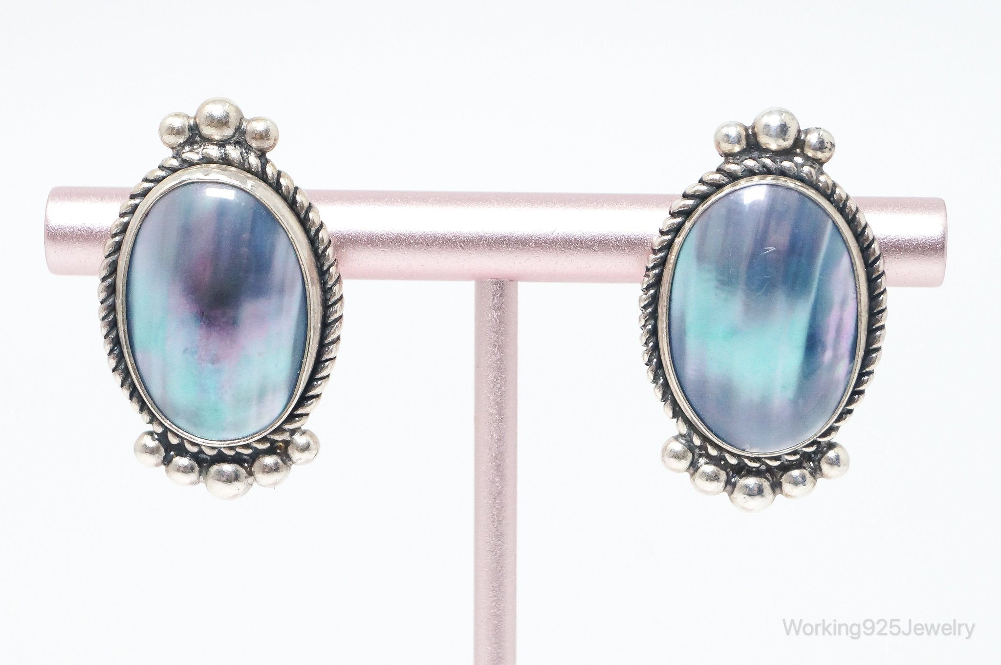 Vintage Navajo Native American QT Quoc Blue Sterling Silver Earrings | Jewelry > Earrings | Wiccan Center