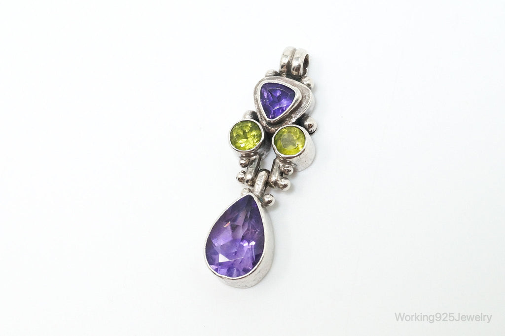 Vintage Amethyst Peridot Sterling Silver Bali Style Necklace Pendant | Jewelry > Necklaces > Pendants | Wiccan Center