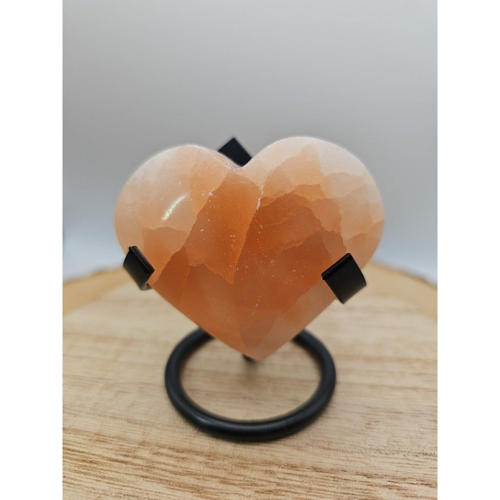 Peach Selenite Palm Stone W/stand 1each | Palm Stones & Tumbled Crystals | Wiccan Center