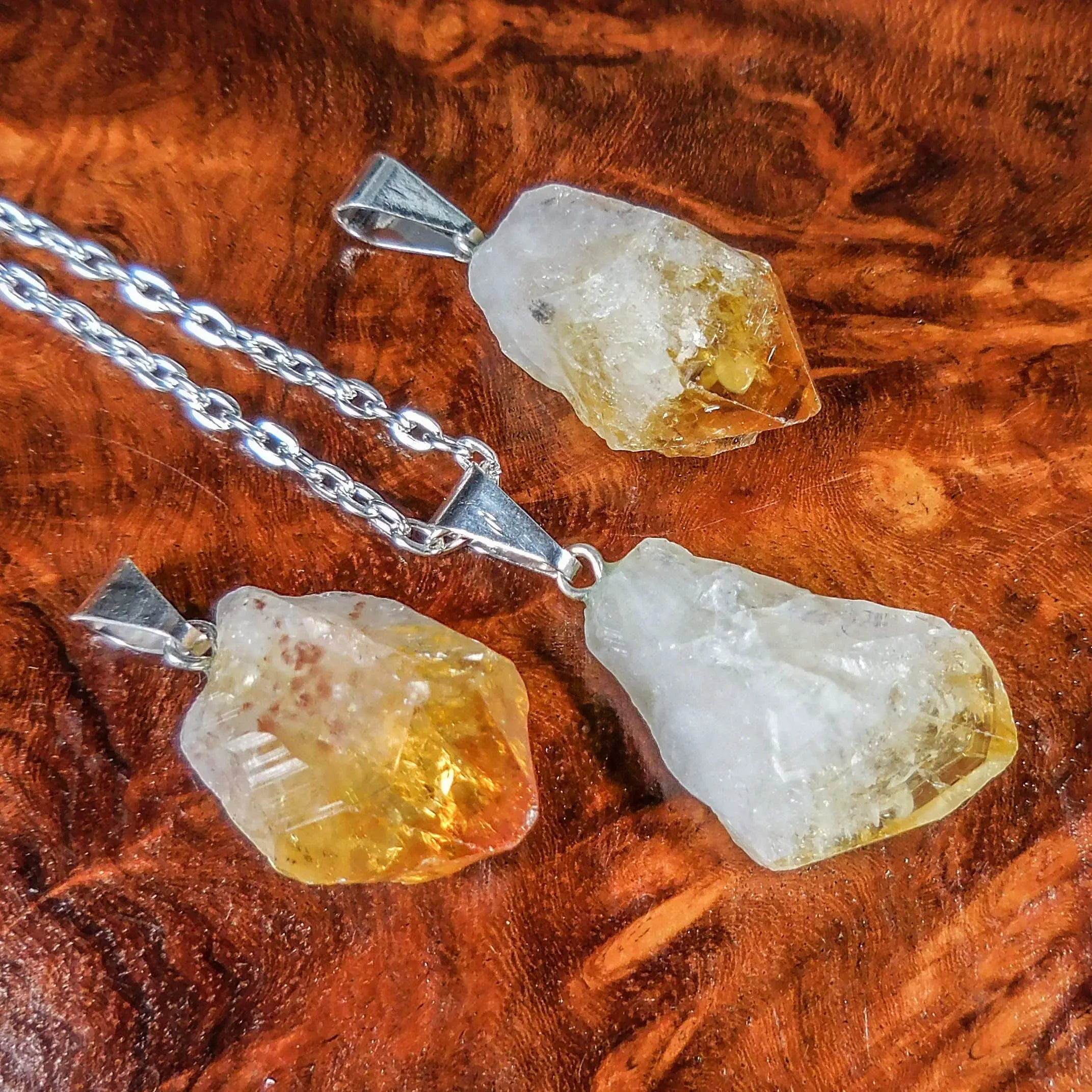 Raw Citrine Crystal Point Pendant (Silver Bail) Gemstone Jewelry Necklace Supply | Craft Supplies & Tools > Beads, Gems & Cabochons > Charms & Pendants > Charms | Wiccan Center