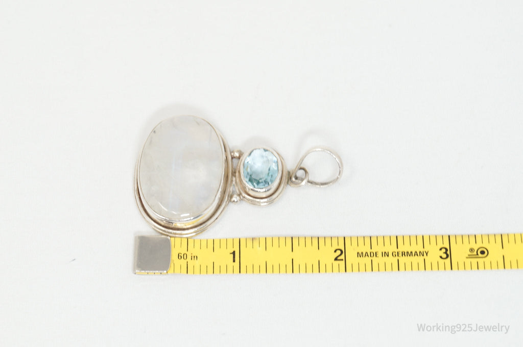 Vintage Blue Topaz Moonstone Sterling Silver Necklace Pendant | Jewelry > Necklaces > Pendants | Wiccan Center