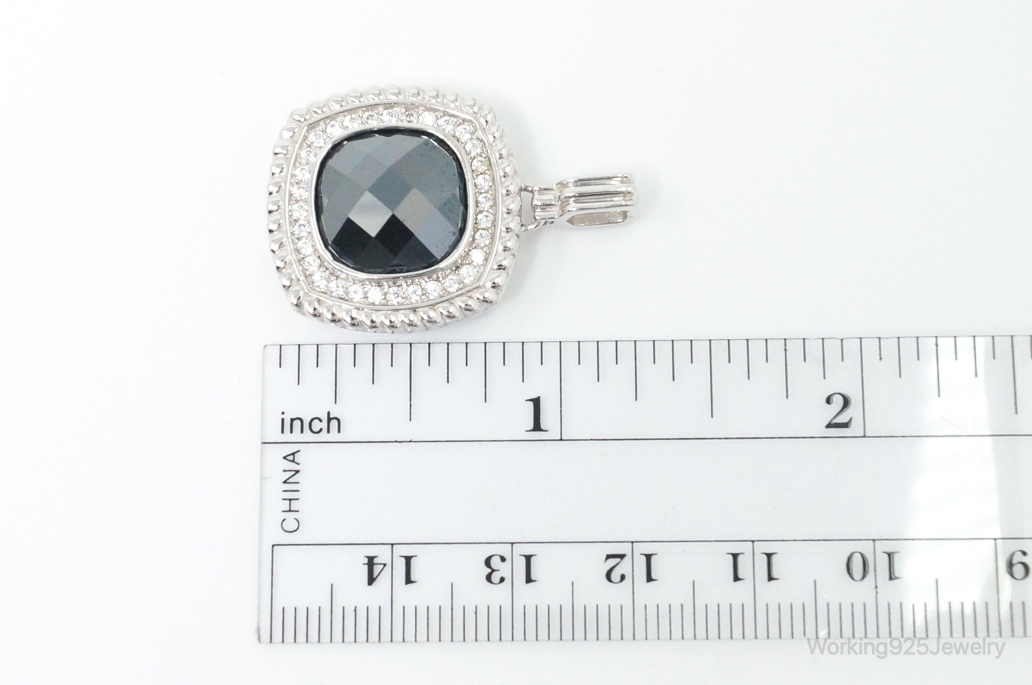 Vintage Designer Hematite Cubic Zirconia Sterling Silver Pendant | Jewelry > Necklaces > Pendants | Wiccan Center