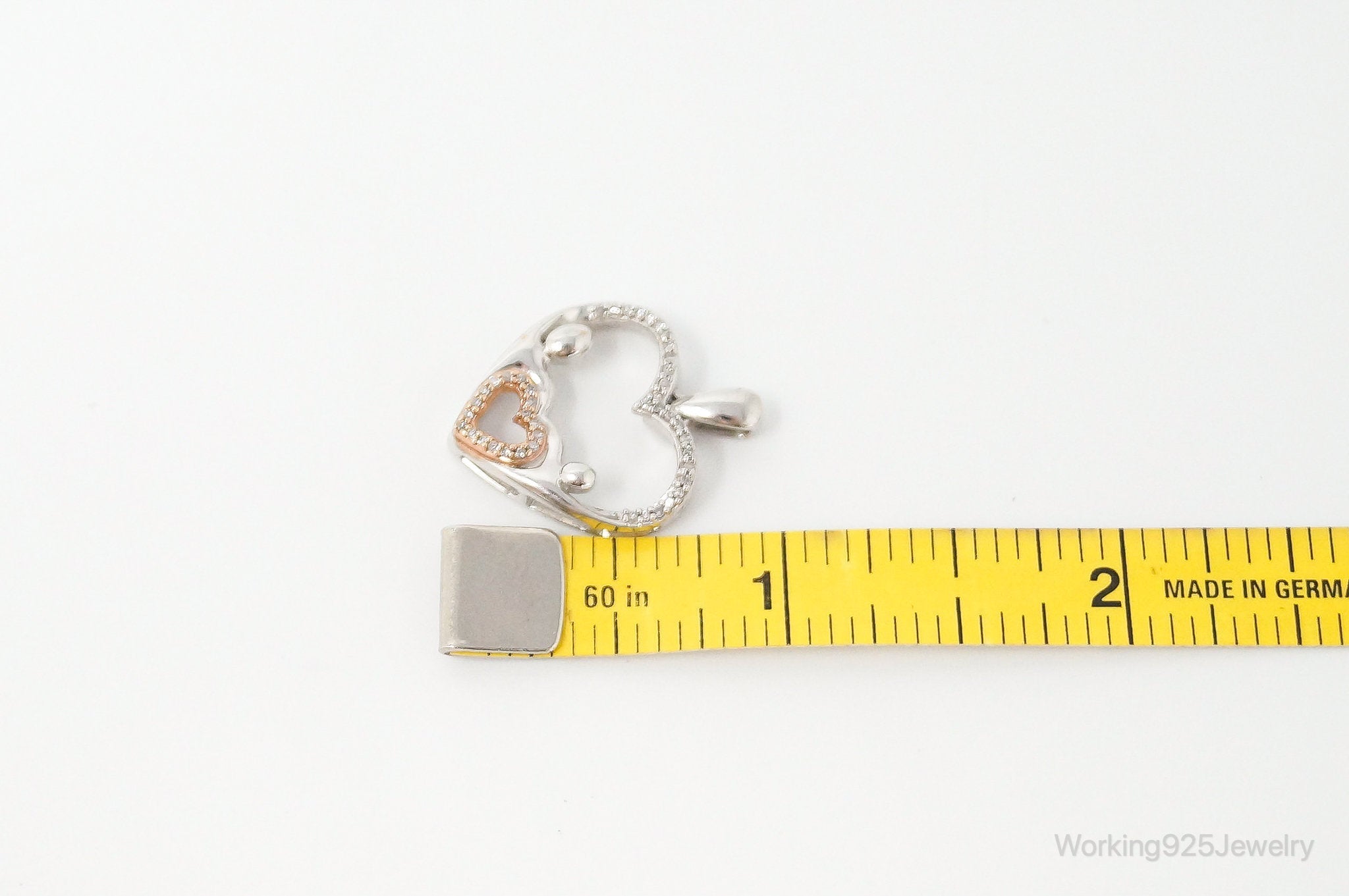 Cubic Zirconia Rose Gold Vermeil Sterling Silver Heart Necklace Pendant | Jewelry > Necklaces > Pendants | Wiccan Center