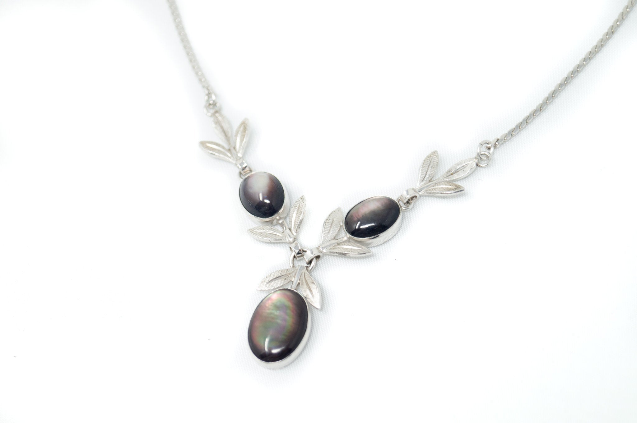 Vintage Designer Van Dell Black MOP Sterling Silver Necklace | Jewelry > Necklaces | Wiccan Center