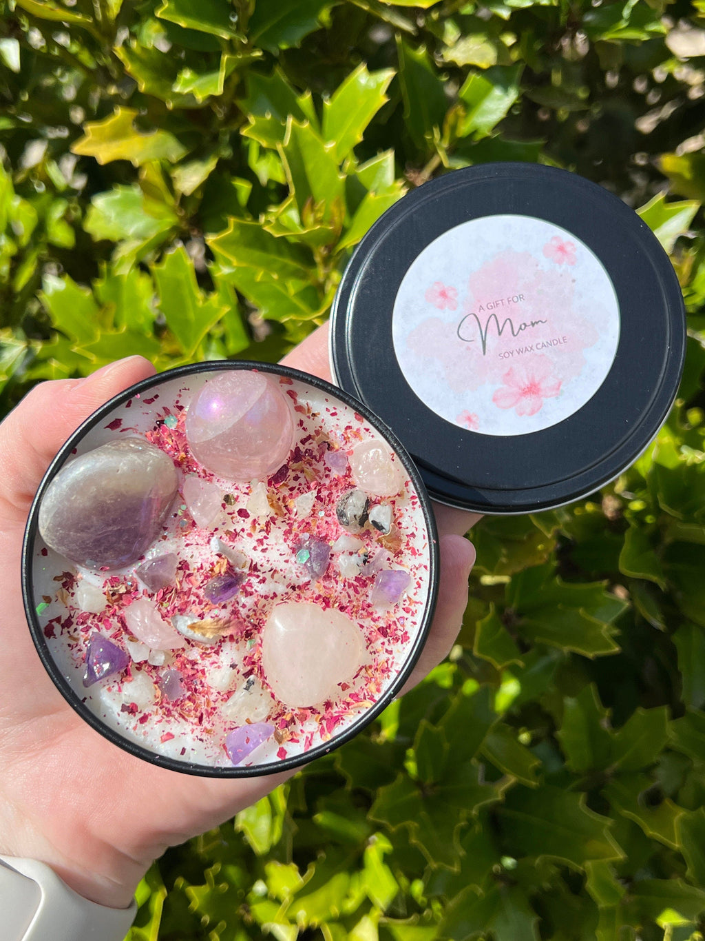 Happy Mother's Day Crystal Candle | Celebrate Wife Sister New Mom Birthday Motherhood Gift For Her | Witchy Woman Altar Spell Magic Scented | | Wiccan Center