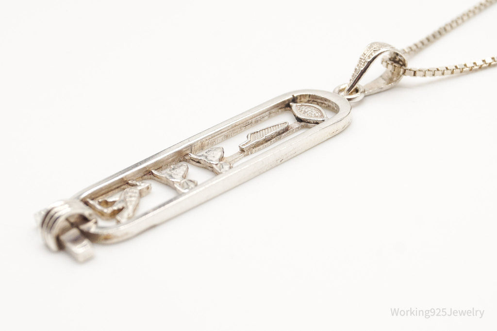 Vintage Large Egyptian Cartouche Sterling Silver Necklace | Jewelry > Necklaces > Pendants | Wiccan Center