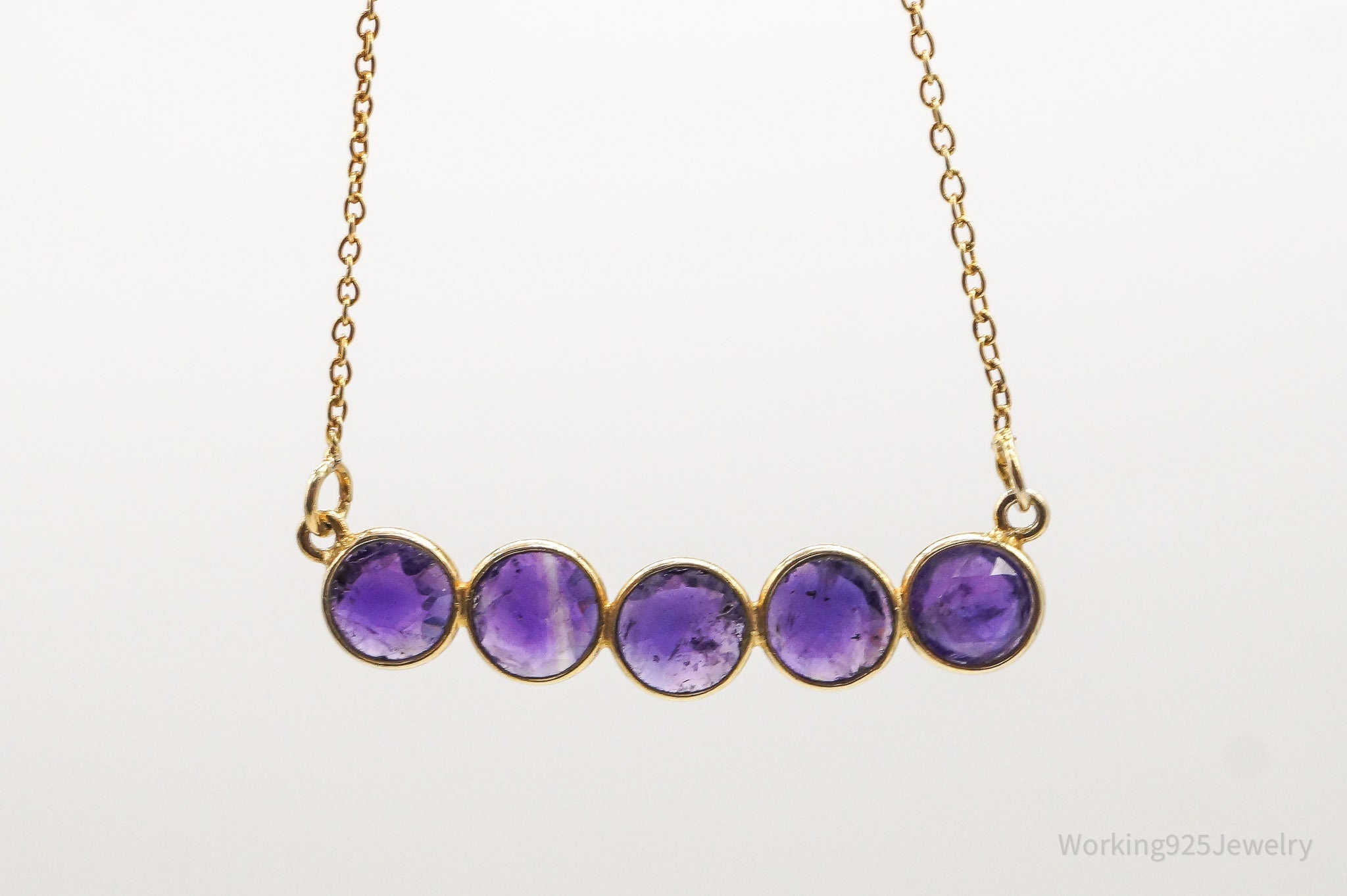 Vintage Amethyst Gold Vermeil Sterling Silver Necklace | Jewelry > Necklaces > Pendants | Wiccan Center