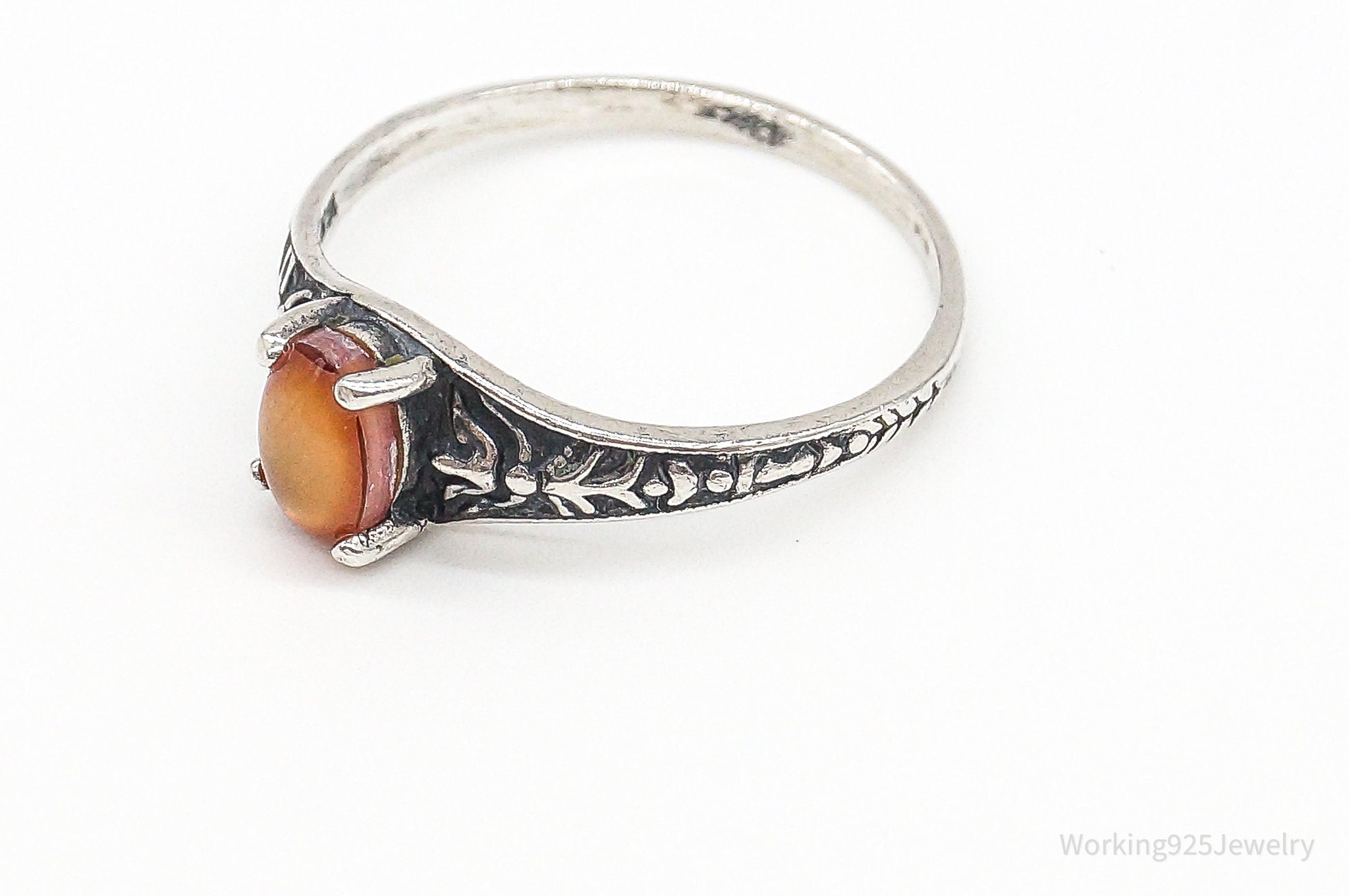 Antique Designer WMCO Orange Paua Shell Sterling Silver Ring - Size 6 | Jewelry > Rings | Wiccan Center