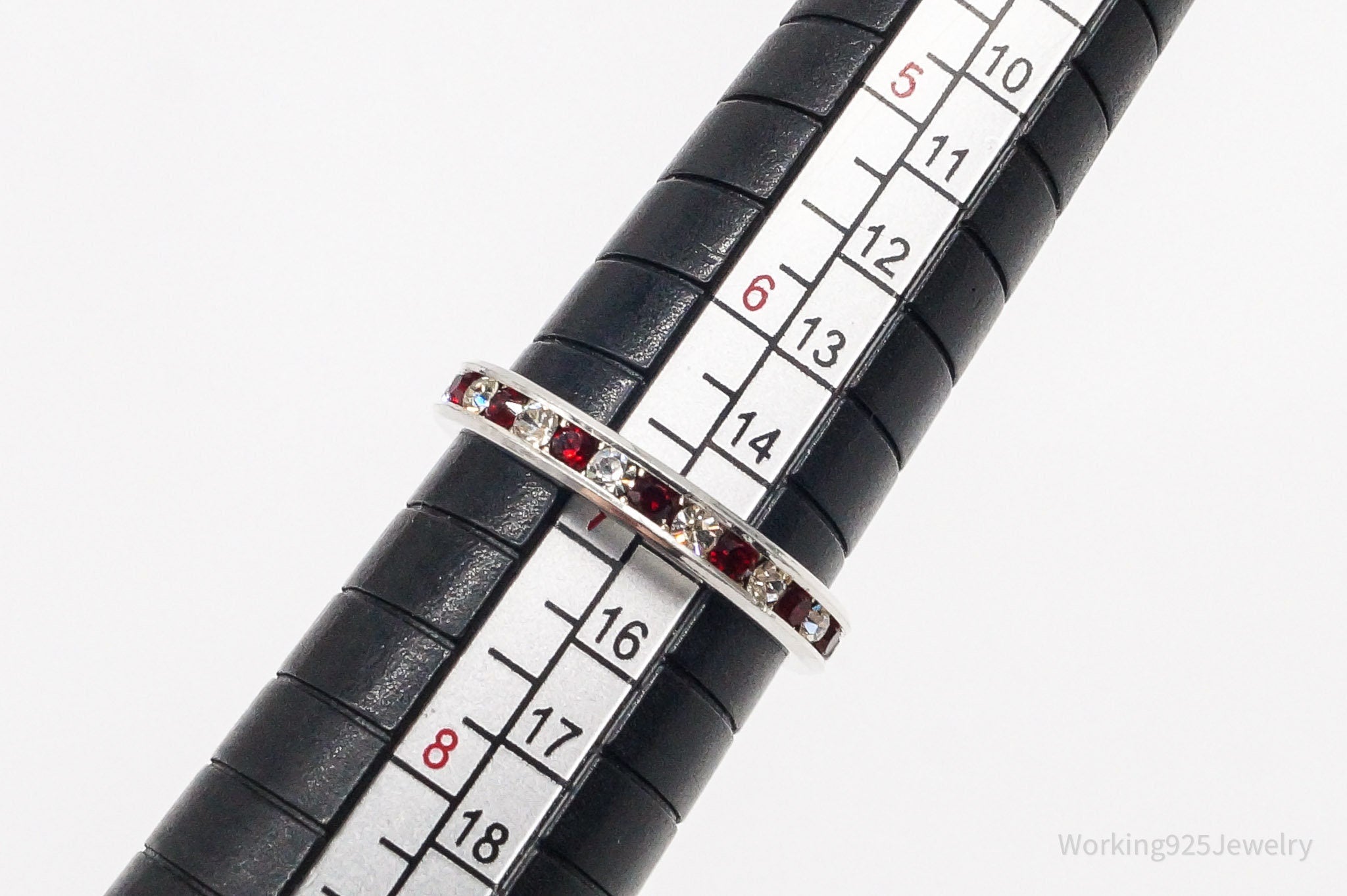 Vintage Red & White Crystal Sterling Silver Ring - Size 6.75 | Jewelry > Rings | Wiccan Center