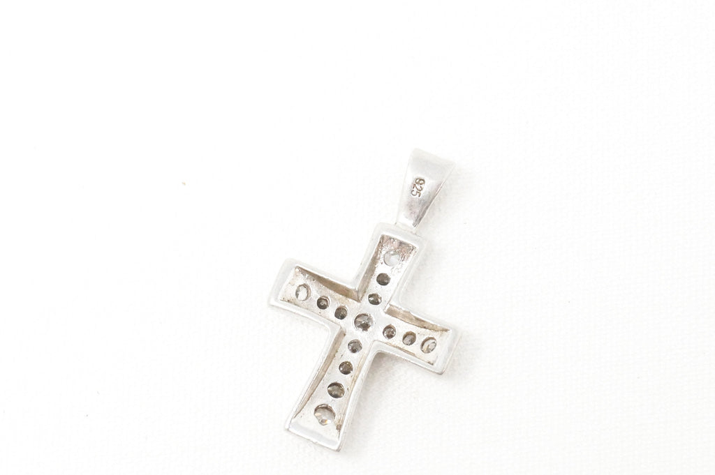 Vintage Cubic Zirconia Cross Sterling Silver Necklace Pendant | Jewelry > Necklaces > Pendants | Wiccan Center