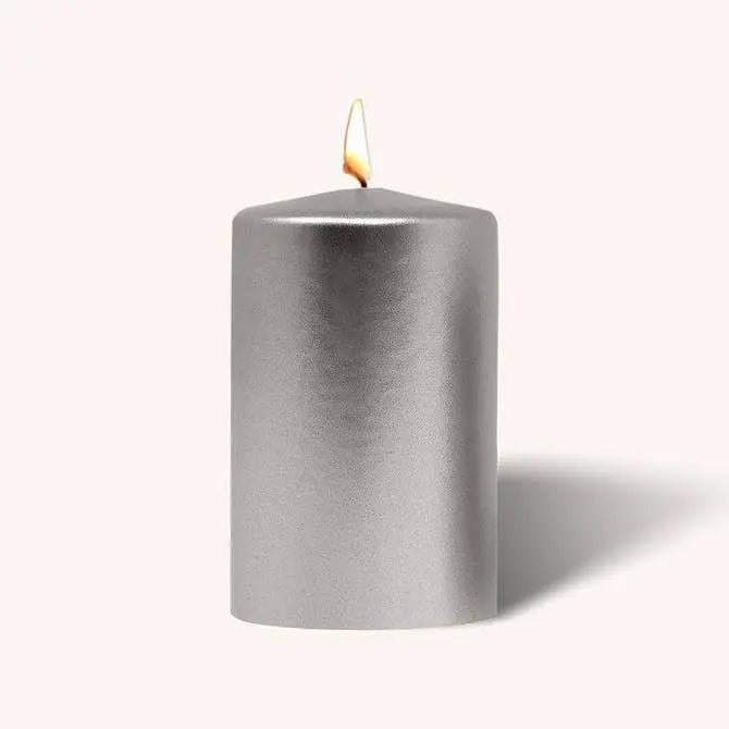 Metallic Silver Pillar Candle - 2.5 x 4" - 6 Pack | Pillar Candle | Wiccan Center