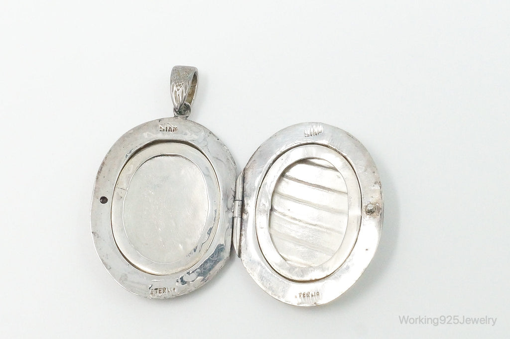 Vintage Siam White Enamel Sterling Silver Locket Pendant | Jewelry > Necklaces > Pendants | Wiccan Center