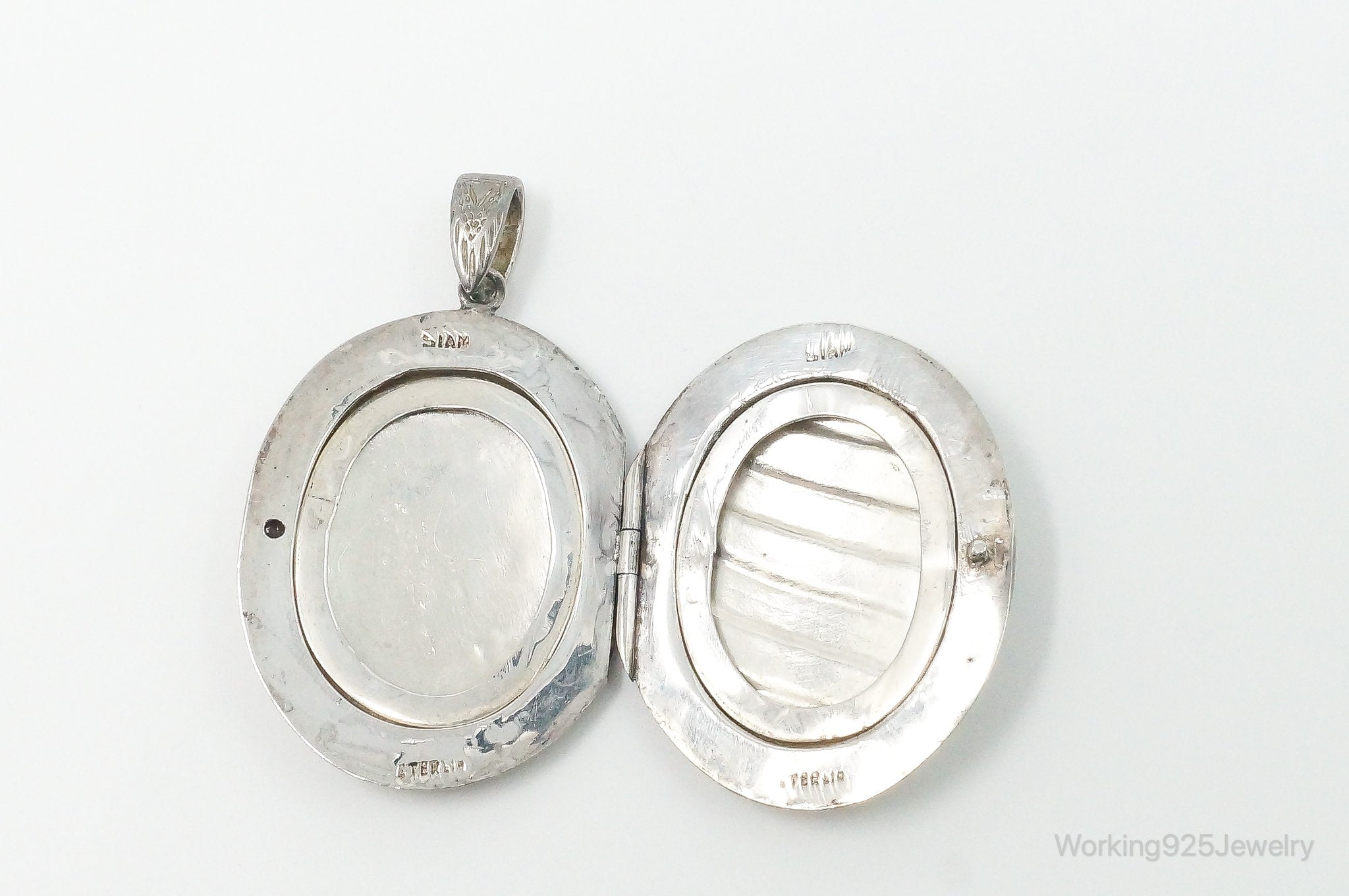 Vintage Siam White Enamel Sterling Silver Locket Pendant | Jewelry > Necklaces > Pendants | Wiccan Center