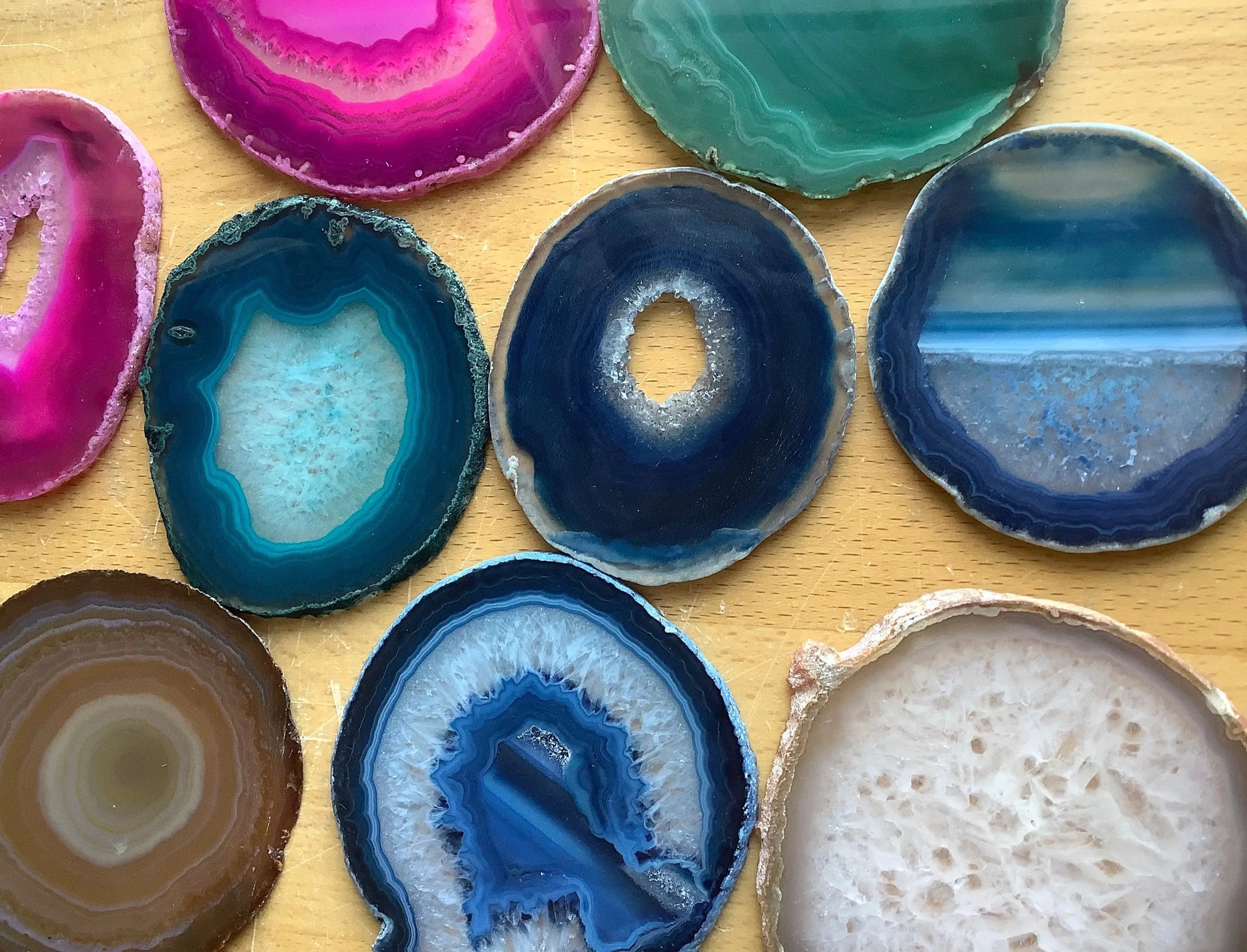 Agate Slice (4 - 4.5 Inches Long ) Size #4 Grade A Round Natural Crystal Slab Polished Sliced Agates Escort Place Card Coaster Amazing Crystals
