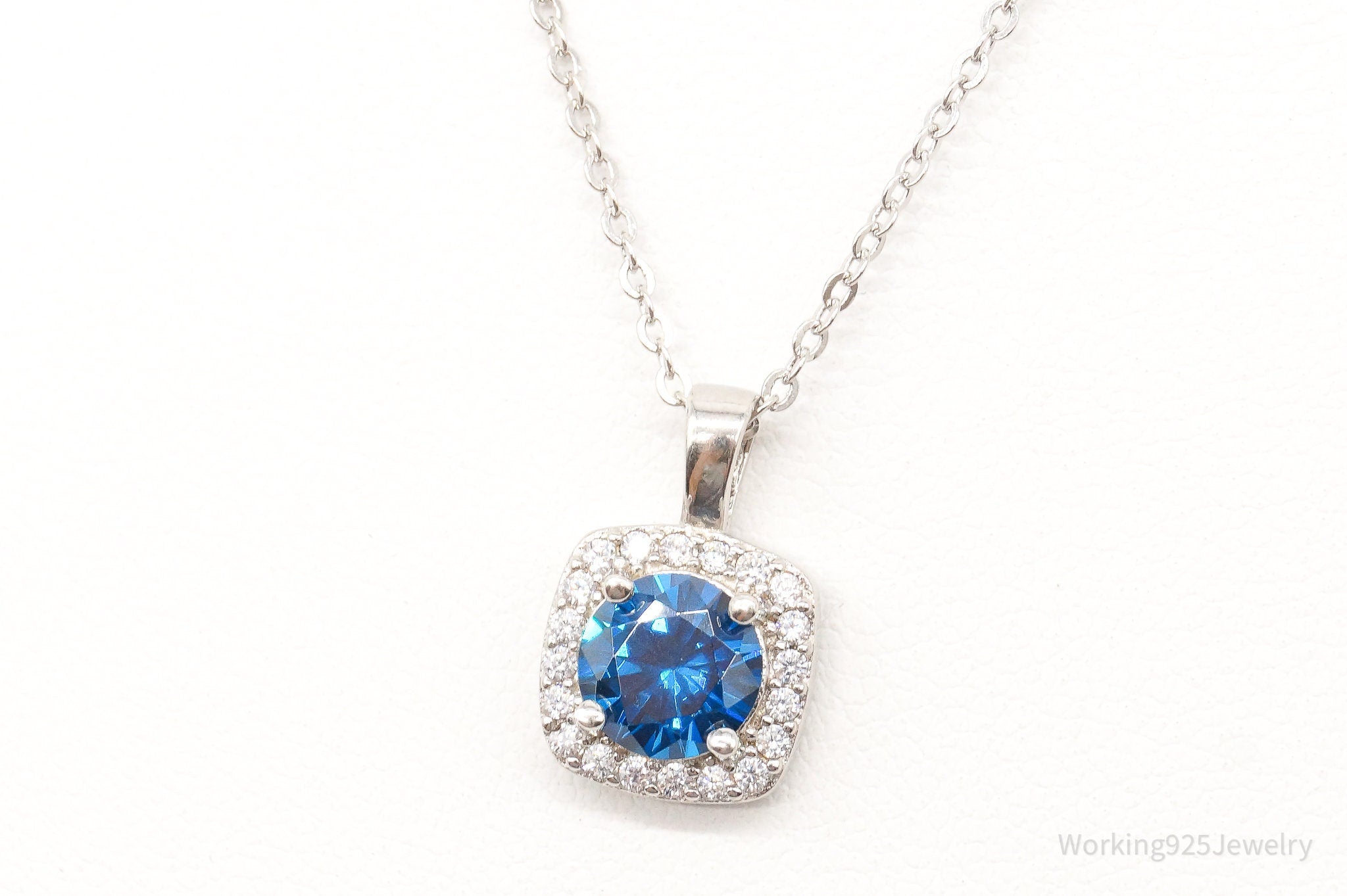 Designer Ryze Blue & White Cubic Zirconia Sterling Silver Necklace | Jewelry > Necklaces > Pendants | Wiccan Center