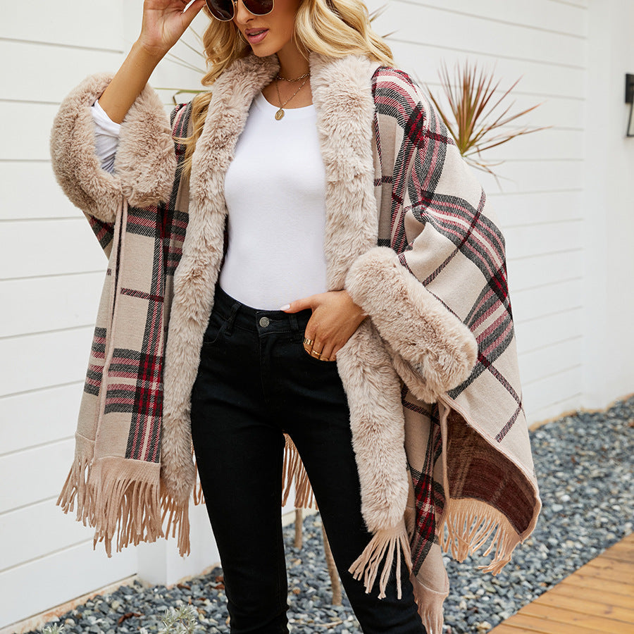 Fringe Cardigan Plaid Shawl Sweater Women's Dress | null | Wiccan Center