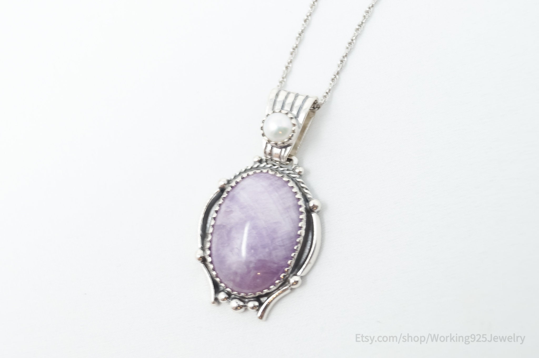 Vintage Southwestern Charoite Pearl Sterling Silver Necklace | Jewelry > Necklaces > Pendants | Wiccan Center